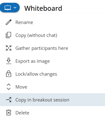 Menu option for copying tools